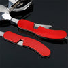 4 in 1 Outdoor Tableware (Fork/Spoon/Knife/Bottle Opener) Camping Stainless Steel Folding Pocket